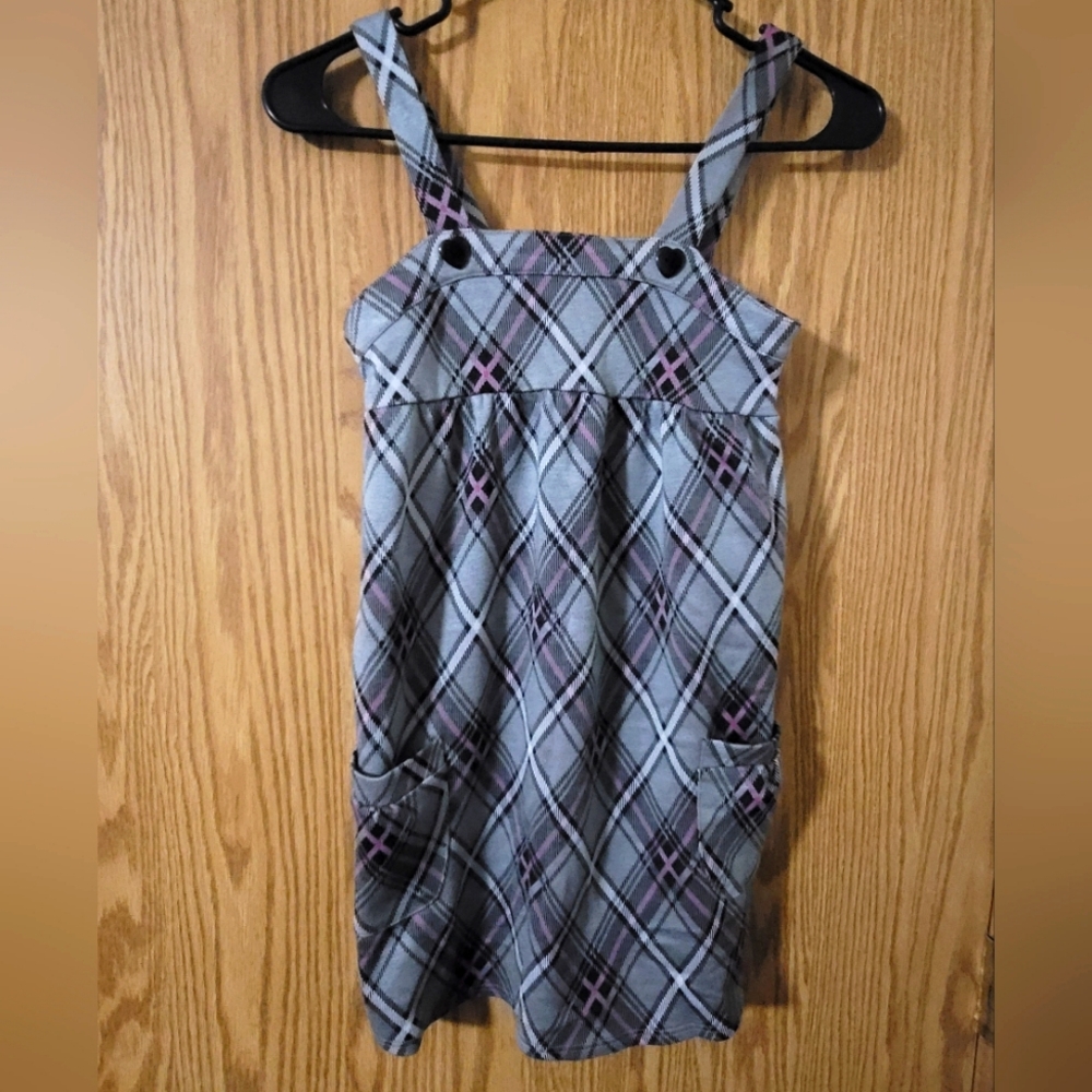 Girls Size 8 Gray Plaid Jumper Dress Zoey Girl